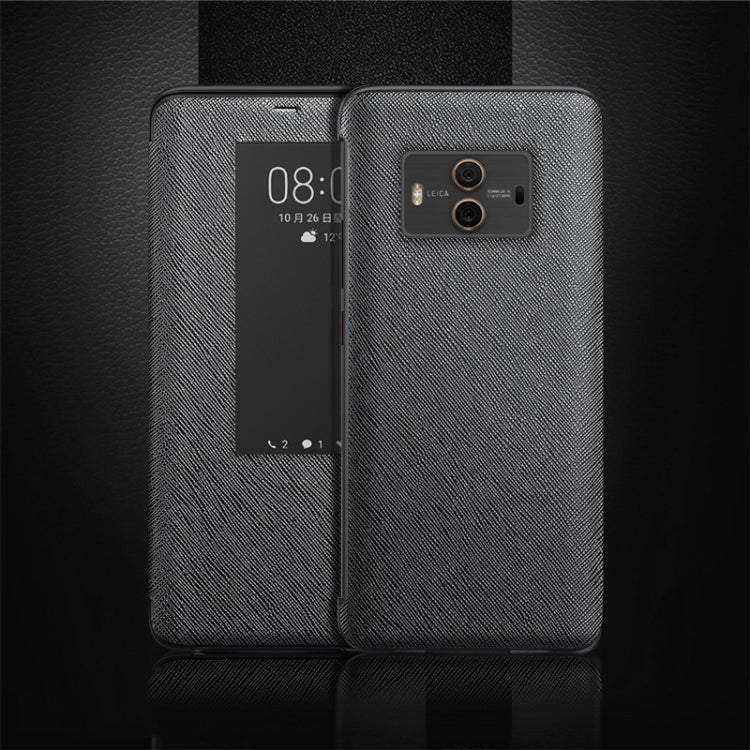 Cross Texture Horizontal Flip Leather Case for Huawei Mate 10, with Call Answering Function & Sleep / Wake-up