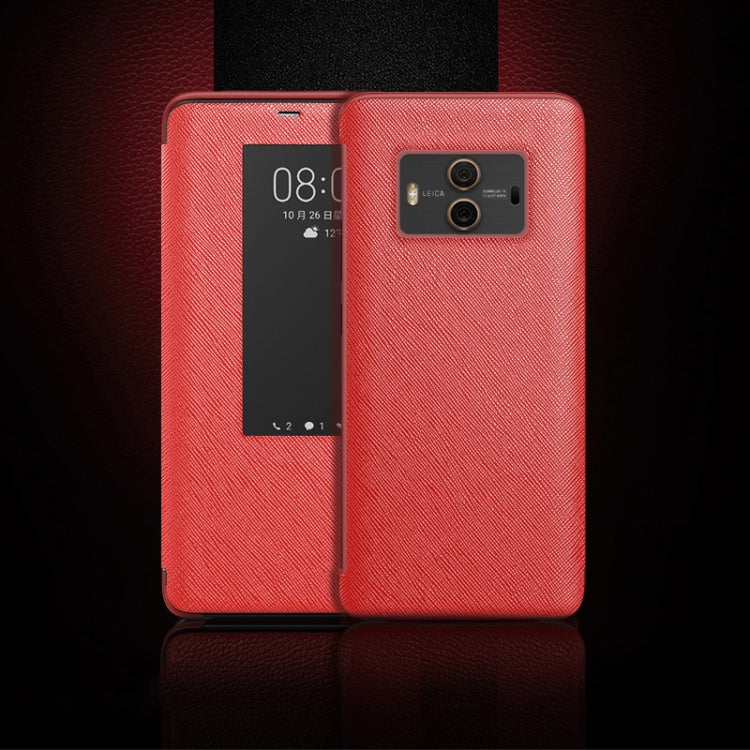 Cross Texture Horizontal Flip Leather Case for Huawei Mate 10, with Call Answering Function & Sleep / Wake-up