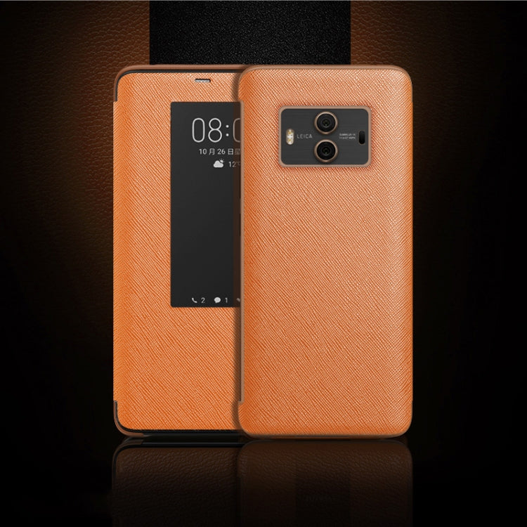 Cross Texture Horizontal Flip Leather Case for Huawei Mate 10, with Call Answering Function & Sleep / Wake-up