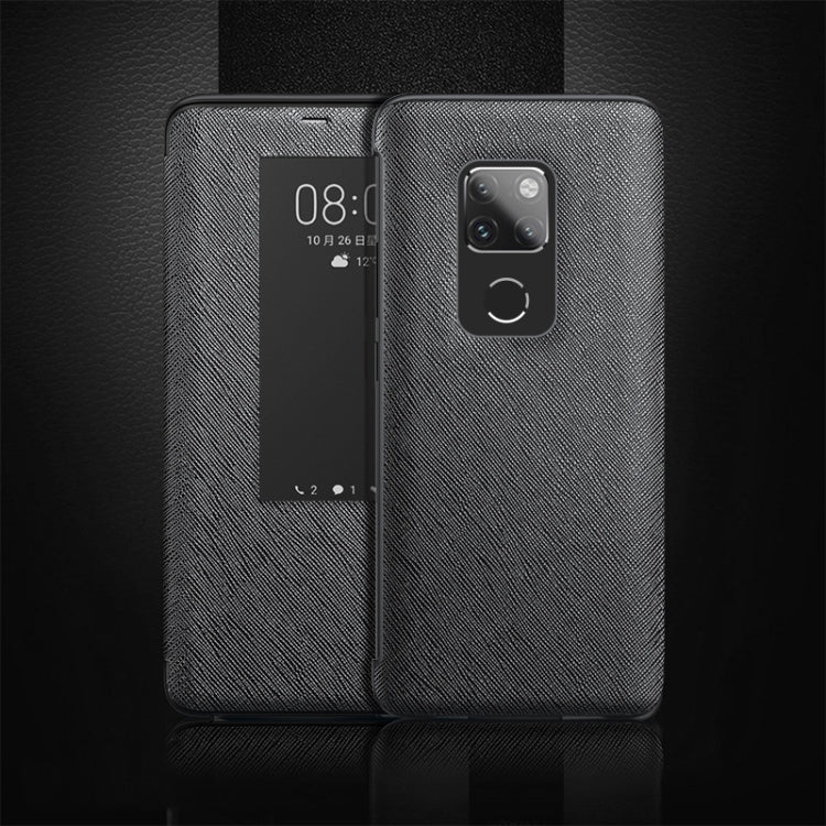Cross Texture Horizontal Flip Leather Case for Huawei Mate 20, with Call Answering Function & Sleep / Wake-up