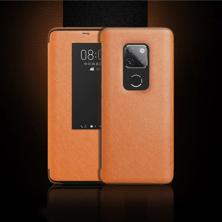 Cross Texture Horizontal Flip Leather Case for Huawei Mate 20, with Call Answering Function & Sleep / Wake-up