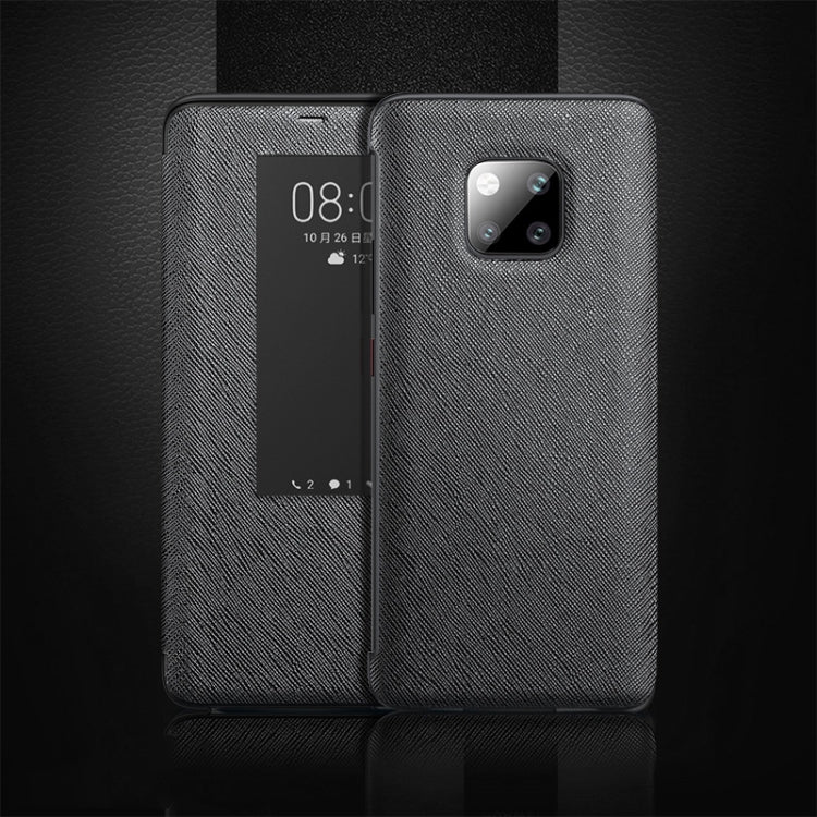 Cross Texture Horizontal Flip Leather Case for Huawei Mate 20 Pro, with Call Answering Function & Sleep / Wake-up