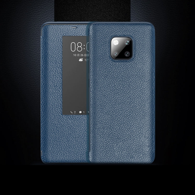 Top-grain Horizontal Flip Leather Case for Huawei Mate 20 Pro, with Call Answering Function & Sleep / Wake-up