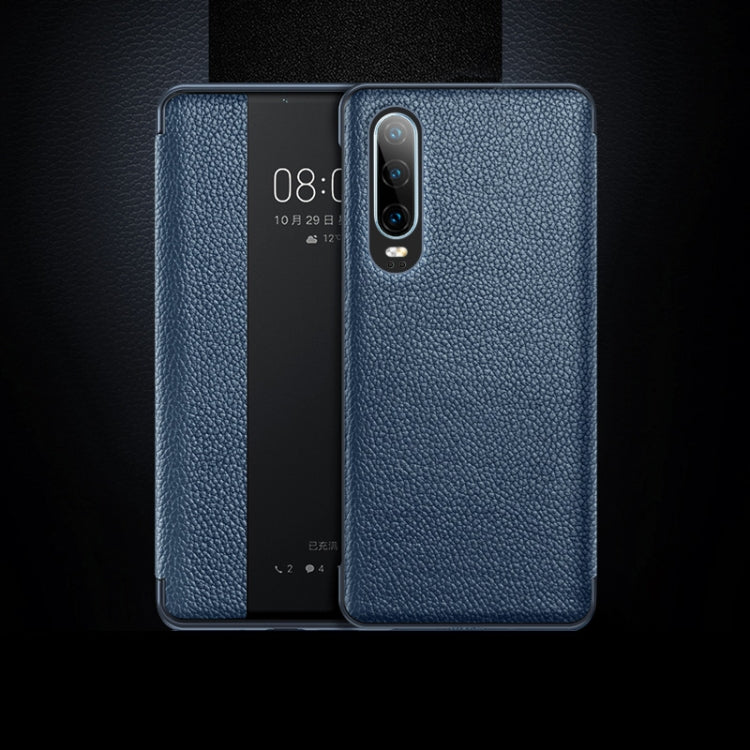 Top-grain Horizontal Flip Leather Case for Huawei P30, with Call Answering Function & Sleep / Wake-up