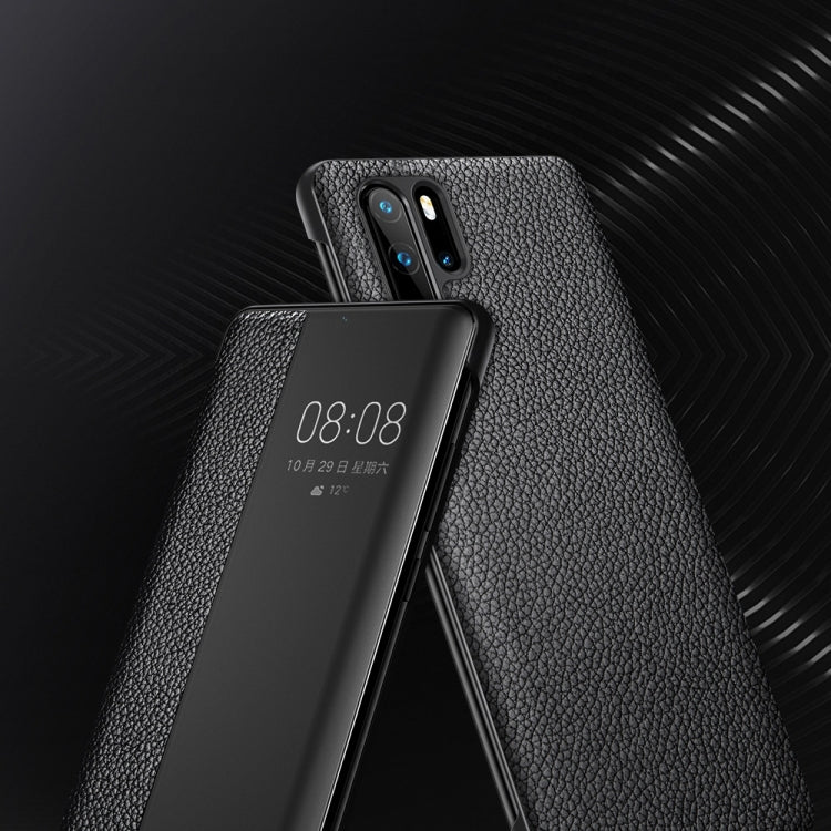 Top-grain Horizontal Flip Leather Case for Huawei P30, with Call Answering Function & Sleep / Wake-up