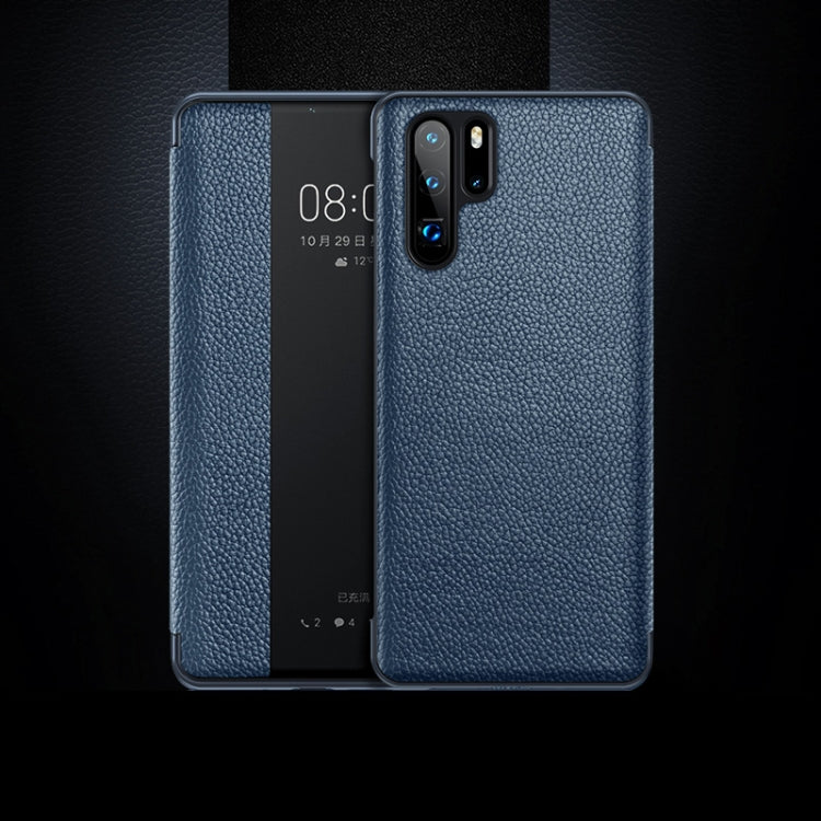 Top-grain Horizontal Flip Leather Case for Huawei P30 Pro, with Call Answering Function & Sleep / Wake-up