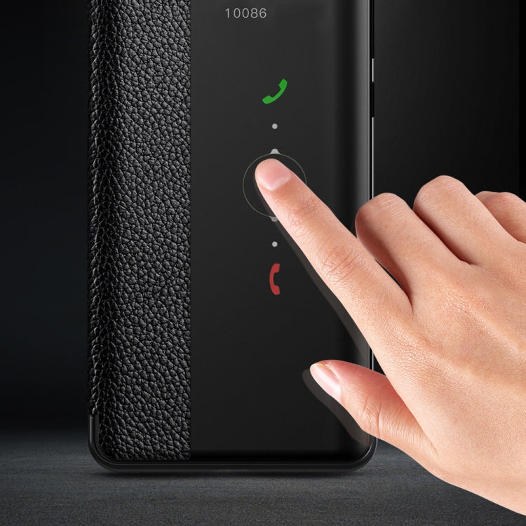 Top-grain Horizontal Flip Leather Case for Huawei P30 Pro, with Call Answering Function & Sleep / Wake-up