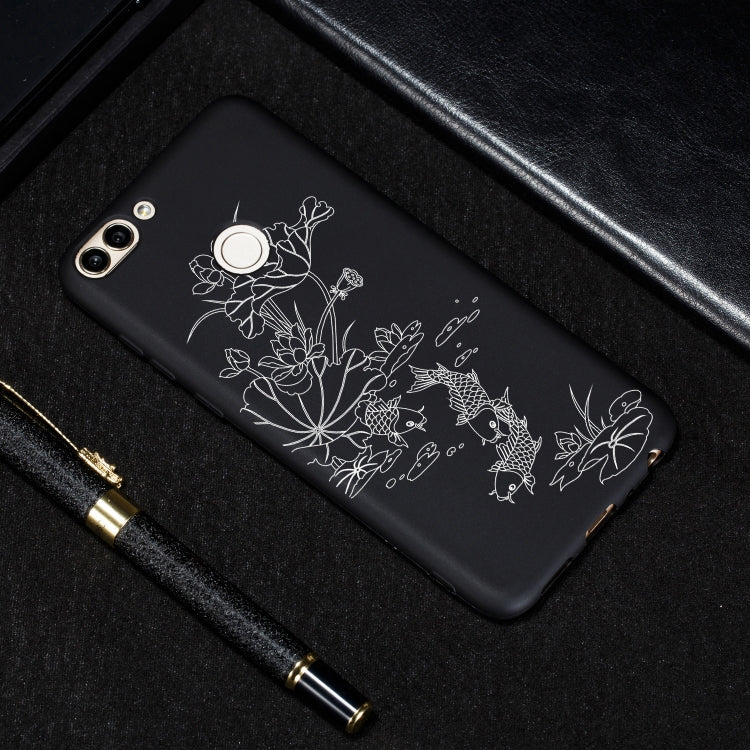 Lotus Pond Painted Pattern Soft TPU Case for Huawei P Smart / Enjoy 7S