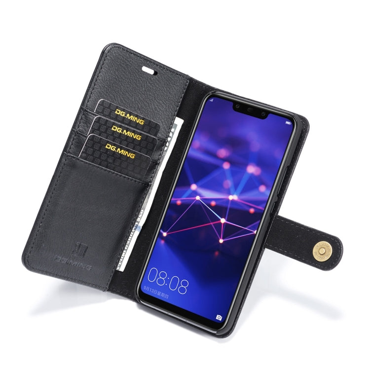 DG.MING Crazy Horse Texture Flip Detachable Magnetic Leather Case for Huawei Mate 20 Lite / Maimang 7, with Holder & Card Slots & Wallet