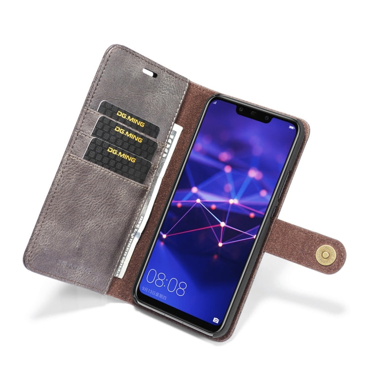 DG.MING Crazy Horse Texture Flip Detachable Magnetic Leather Case for Huawei Mate 20 Lite / Maimang 7, with Holder & Card Slots & Wallet