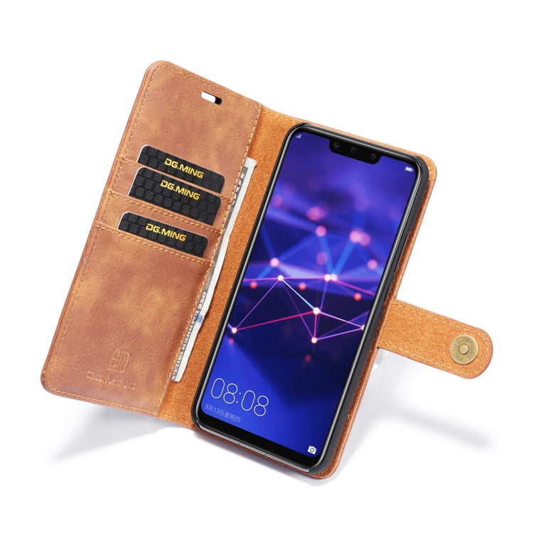 DG.MING Crazy Horse Texture Flip Detachable Magnetic Leather Case for Huawei Mate 20 Lite / Maimang 7, with Holder & Card Slots & Wallet