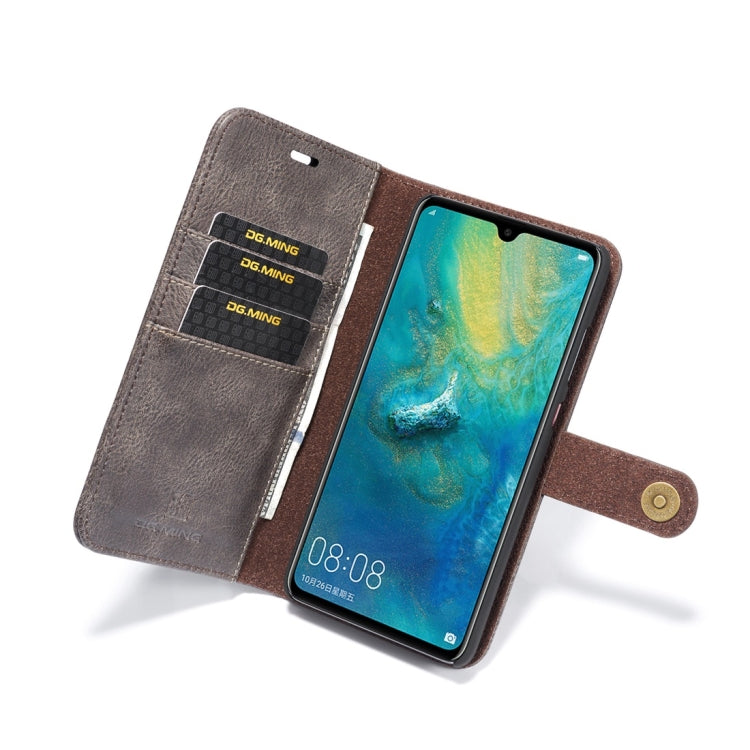 DG.MING Crazy Horse Texture Flip Detachable Magnetic Leather Case for Huawei Mate 20, with Holder & Card Slots & Wallet