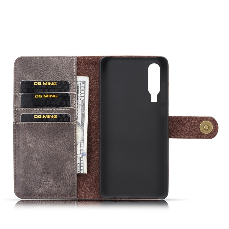DG.MING Crazy Horse Texture Flip Detachable Magnetic Leather Case for Huawei P30, with Holder & Card Slots & Wallet
