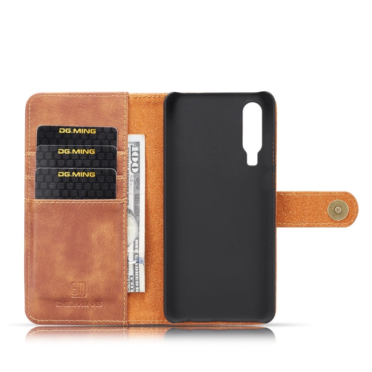 DG.MING Crazy Horse Texture Flip Detachable Magnetic Leather Case for Huawei P30, with Holder & Card Slots & Wallet