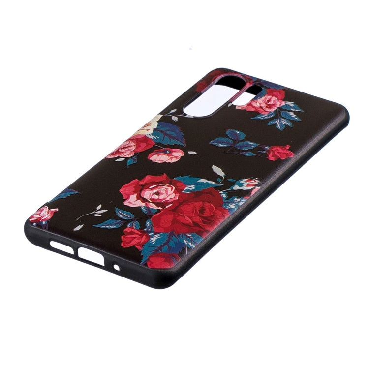 Rose Pattern Stereo Relief Soft TPU Protective Case for Huawei P30 Pro