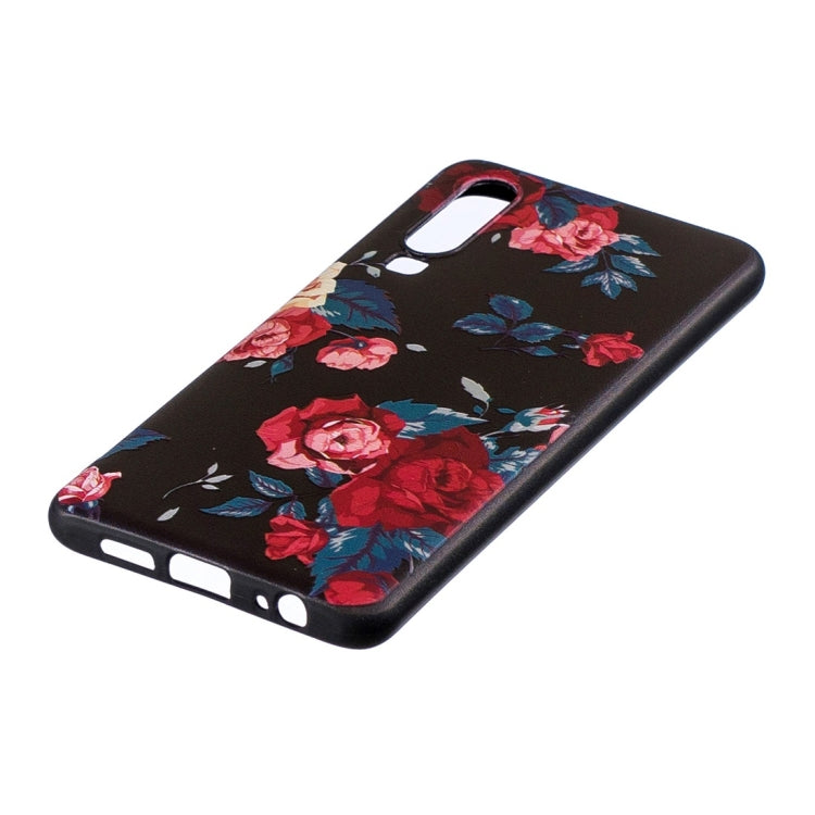 Rose Pattern Stereo Relief Soft TPU Protective Case for Huawei P30