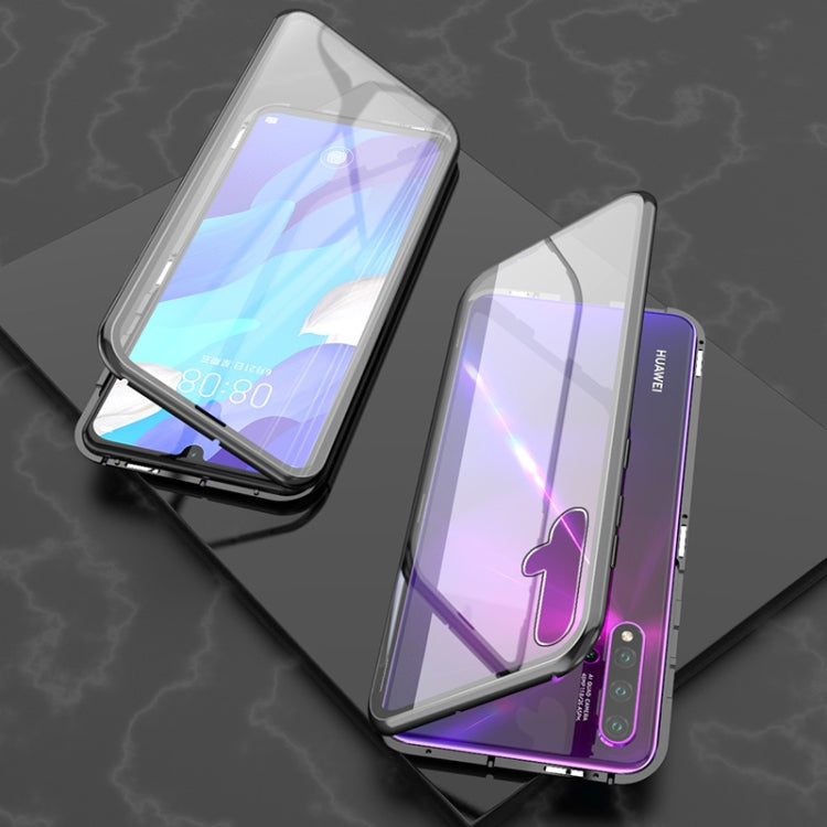 For Huawei Nova 5 Ultra Slim Double Sides Magnetic Adsorption Angular Frame Tempered Glass Magnet Flip Case