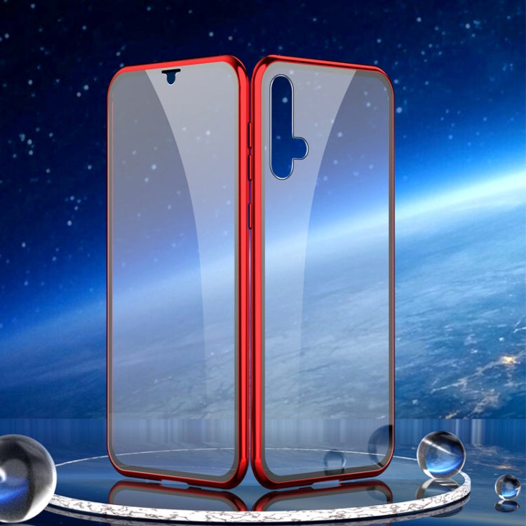 For Huawei Nova 5 Ultra Slim Double Sides Magnetic Adsorption Angular Frame Tempered Glass Magnet Flip Case