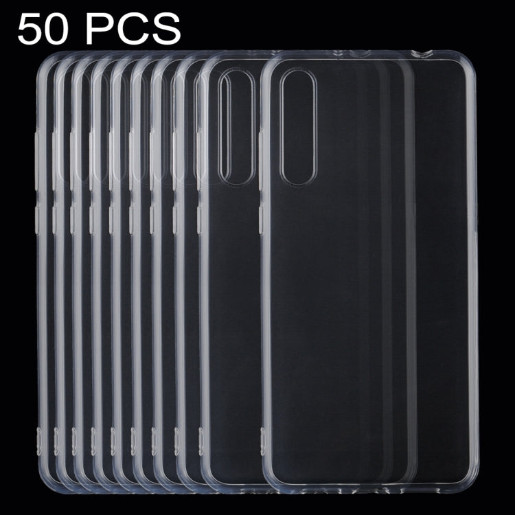 50 PCS for Huawei P20 Pro 0.75mm Ultra-thin Transparent TPU Protective Back Cover Case