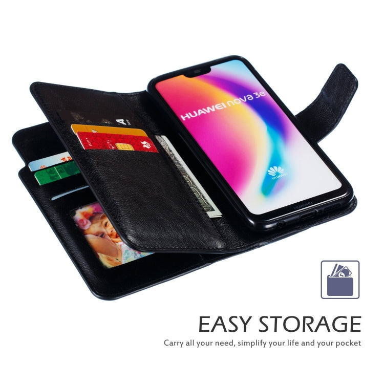 Multifunctional Litchi Texture Horizontal Flip Leather Case for Huawei P20 Lite, with