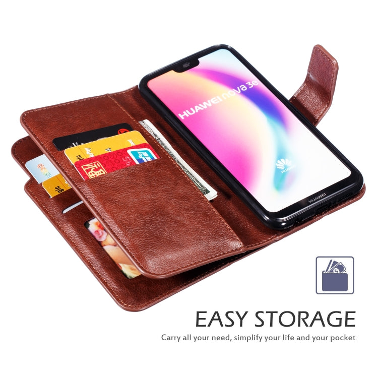 Multifunctional Litchi Texture Horizontal Flip Leather Case for Huawei P20 Lite, with