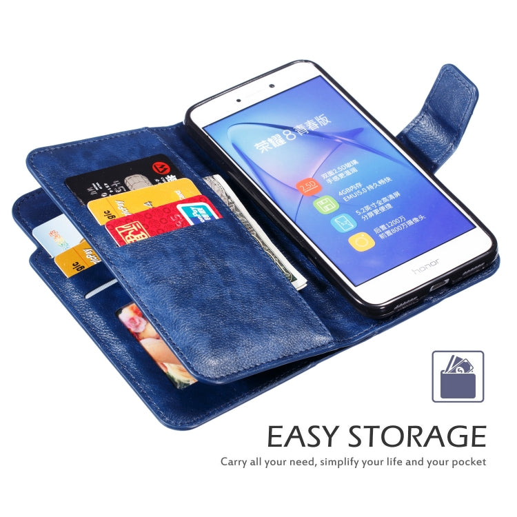 Multifunctional Litchi Texture Horizontal Flip Leather Case for Huawei P8 Lite (2017), with Nine Card Slot & Holder & Wallet