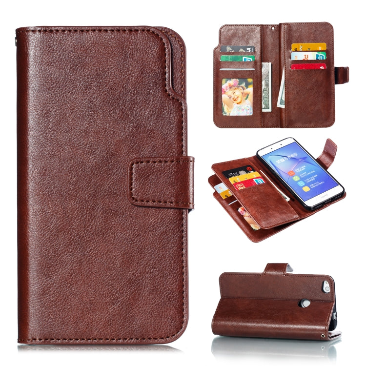 Multifunctional Litchi Texture Horizontal Flip Leather Case for Huawei P8 Lite (2017), with Nine Card Slot & Holder & Wallet
