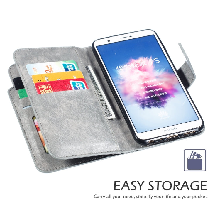 Multifunctional Litchi Texture Horizontal Flip Leather Case for Huawei Enjoy 7S, with Nine Card Slot & Holder & Wallet