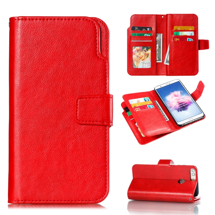 Multifunctional Litchi Texture Horizontal Flip Leather Case for Huawei Enjoy 7S, with Nine Card Slot & Holder & Wallet