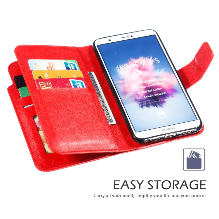 Multifunctional Litchi Texture Horizontal Flip Leather Case for Huawei Enjoy 7S, with Nine Card Slot & Holder & Wallet
