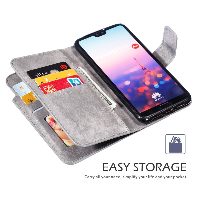 Multifunctional Litchi Texture Horizontal Flip Leather Case for Huawei P20, with Nine Card Slot & Holder & Wallet