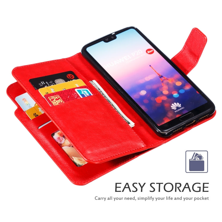 Multifunctional Litchi Texture Horizontal Flip Leather Case for Huawei P20, with Nine Card Slot & Holder & Wallet
