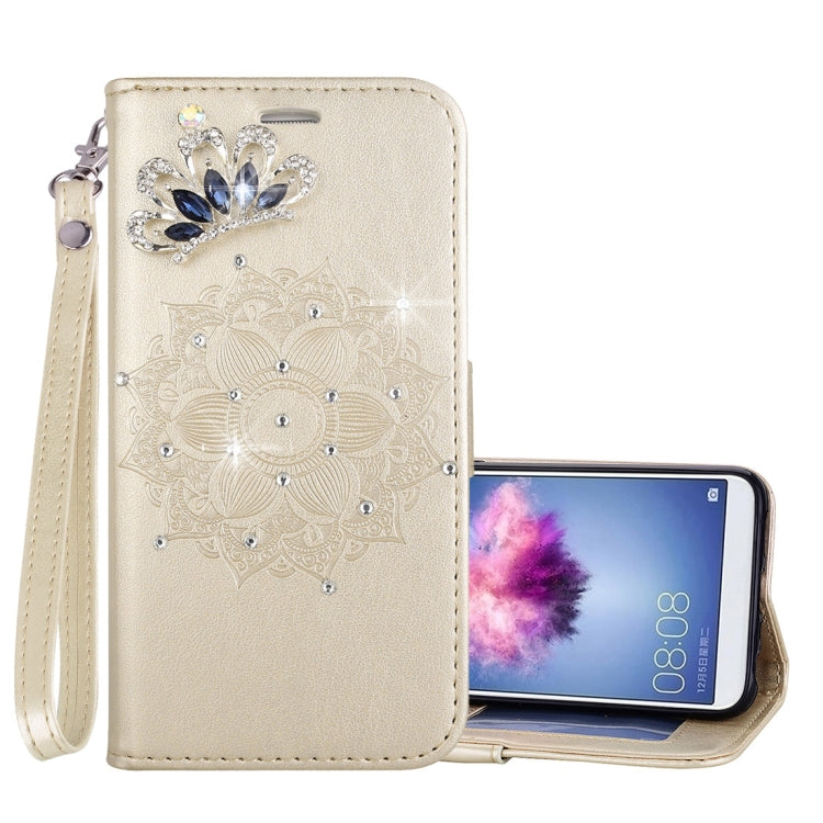 Mandragora Pattern Crystal Encrusted Horizontal Flip Leather Case for Huawei P smart (Enjoy 7S), with Card Slot & Holder & Wallet & Lanyard