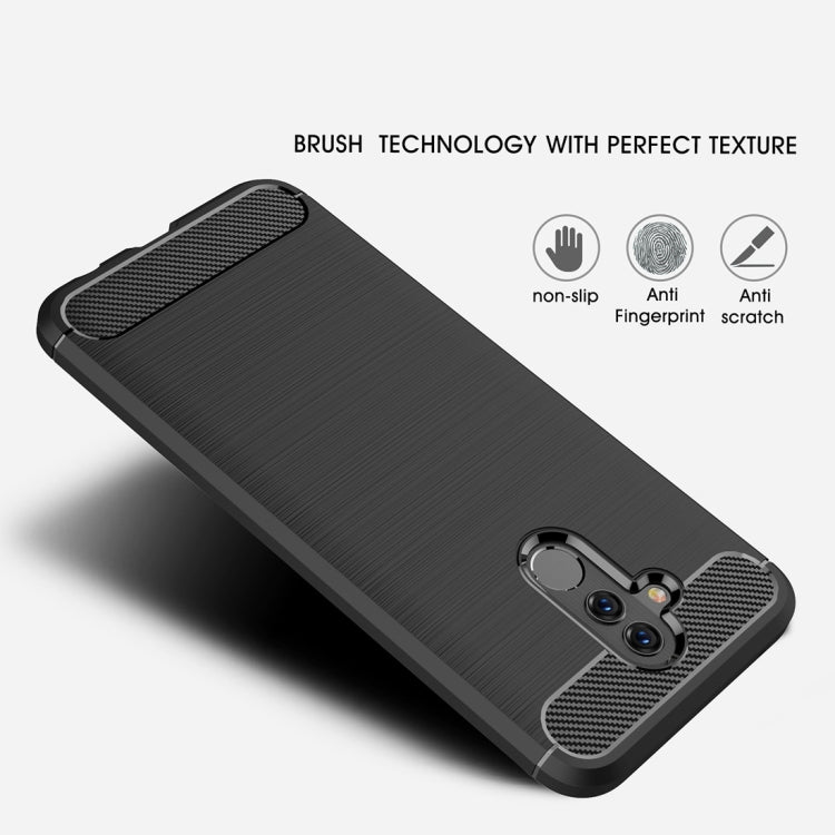 Brushed Texture Carbon Fiber Shockproof TPU Case for Huawei Mate 20 Lite