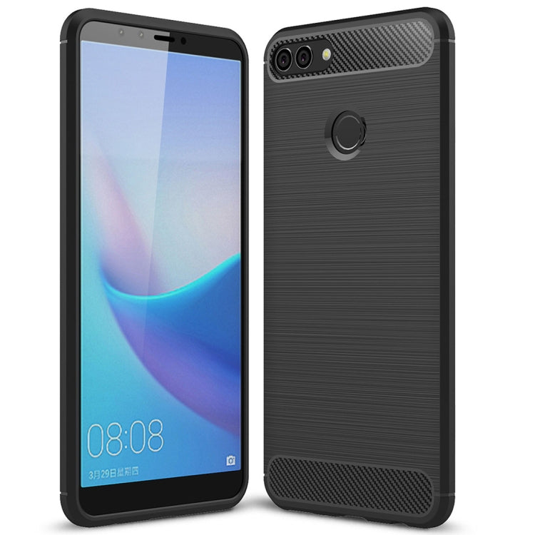 For Huawei Y9 (2018)/Enjoy 8 Plus Brushed Texture Carbon Fiber Shockproof TPU Protective Back Case