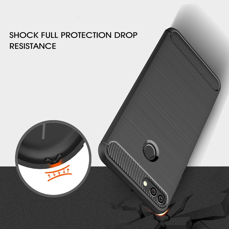 For Huawei Y9 (2018)/Enjoy 8 Plus Brushed Texture Carbon Fiber Shockproof TPU Protective Back Case