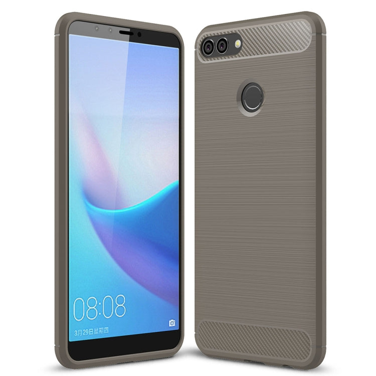 For Huawei Y9 (2018)/Enjoy 8 Plus Brushed Texture Carbon Fiber Shockproof TPU Protective Back Case