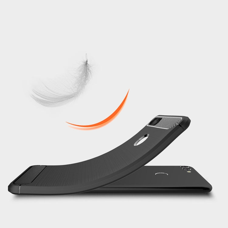 For Huawei Y9 (2018)/Enjoy 8 Plus Brushed Texture Carbon Fiber Shockproof TPU Protective Back Case