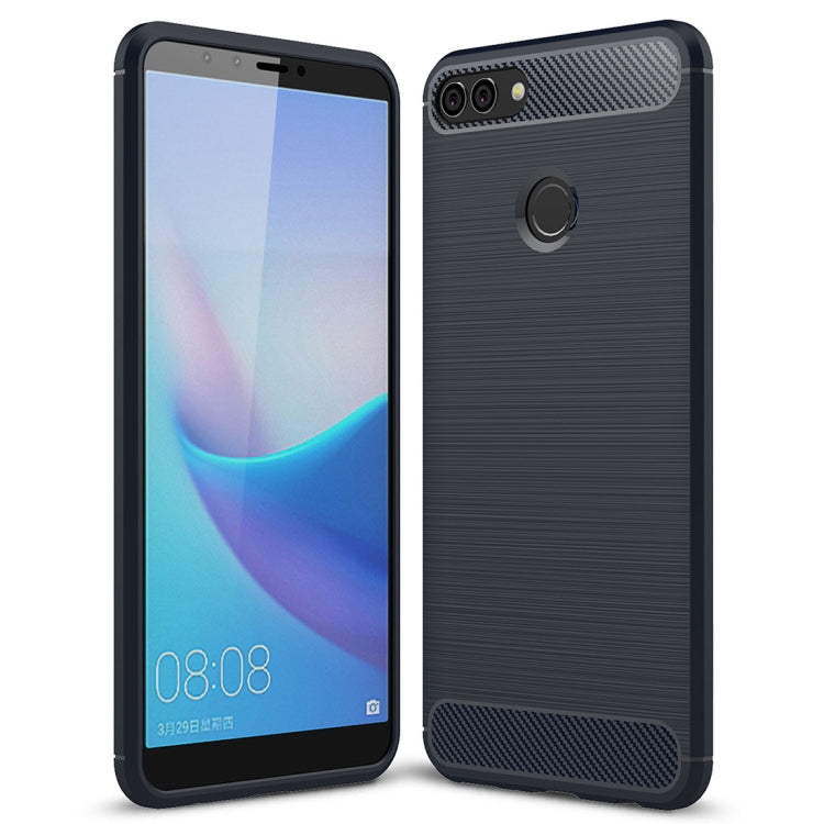 For Huawei Y9 (2018)/Enjoy 8 Plus Brushed Texture Carbon Fiber Shockproof TPU Protective Back Case