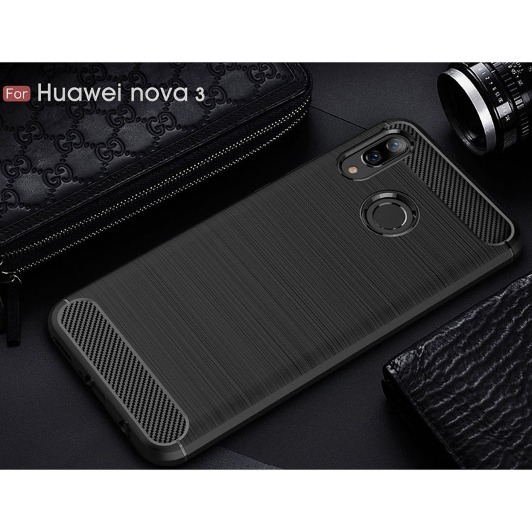 Brushed Texture Carbon Fiber Shockproof TPU Case for Huawei Nova 3