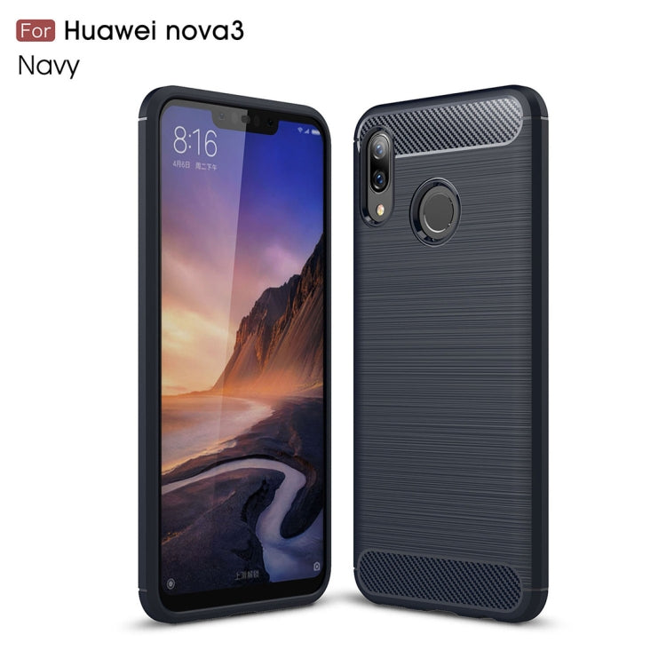 Brushed Texture Carbon Fiber Shockproof TPU Case for Huawei Nova 3