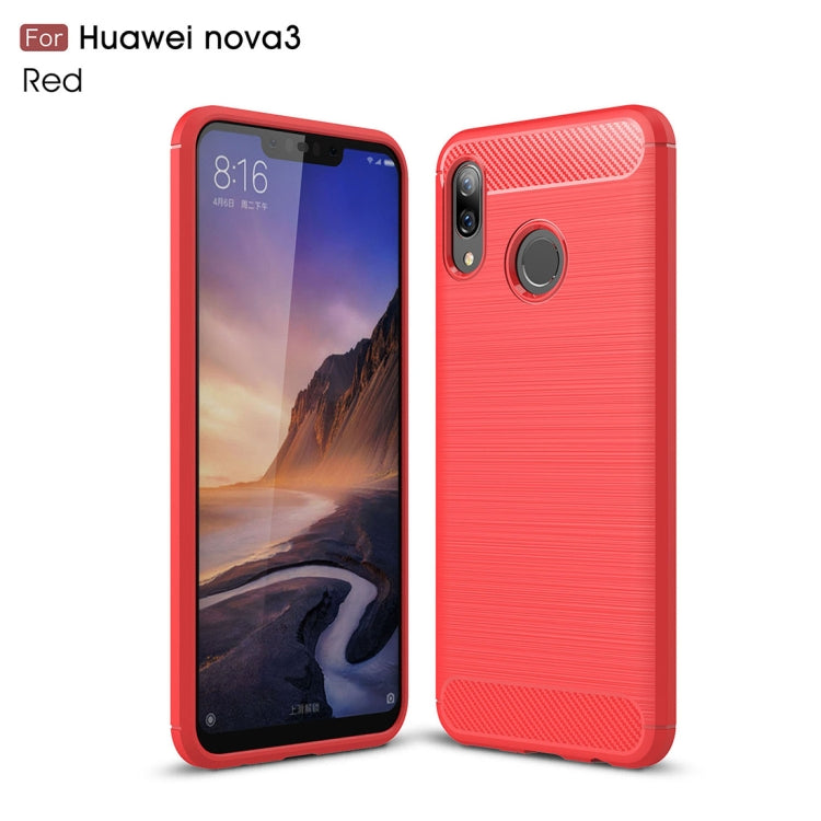 Brushed Texture Carbon Fiber Shockproof TPU Case for Huawei Nova 3
