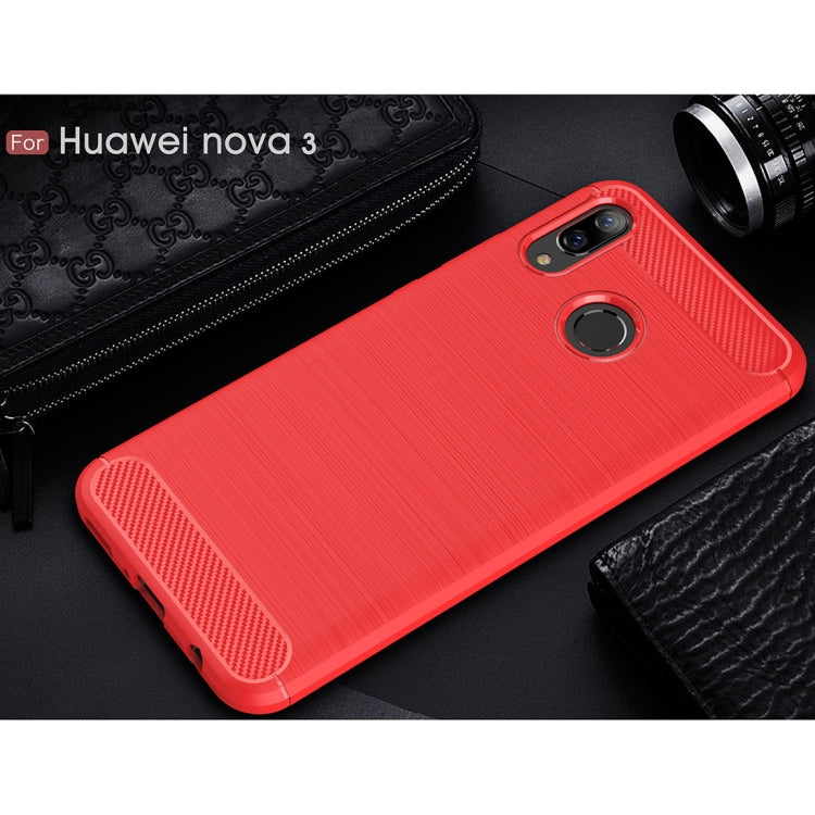 Brushed Texture Carbon Fiber Shockproof TPU Case for Huawei Nova 3
