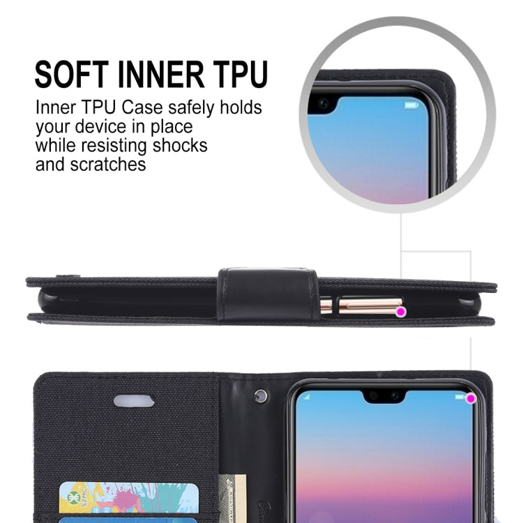GOOSPERY CANVAS DIARY Canvas Texture Horizontal Flip PU Leather Case for Huawei P20 Pro, with Holder & Card Slots & Wallet