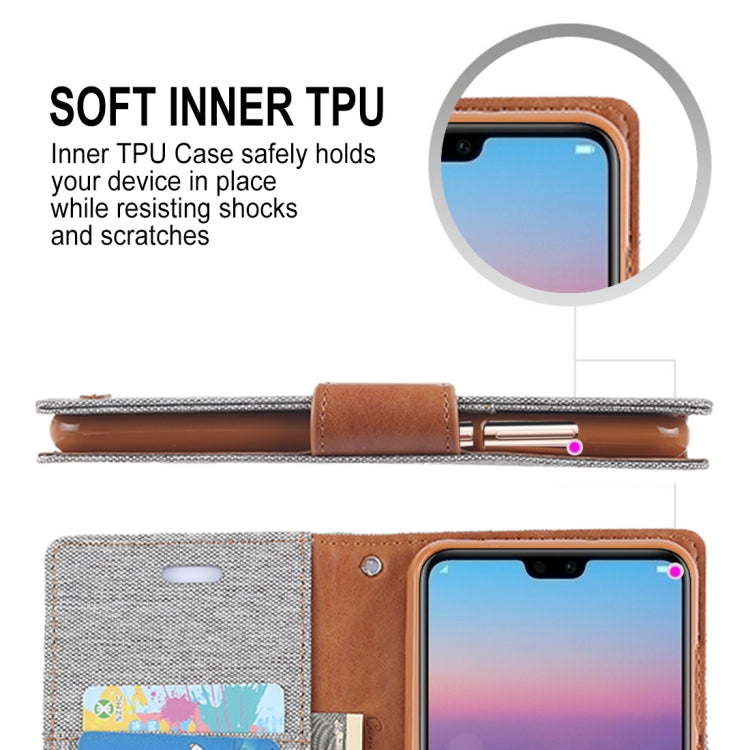 GOOSPERY CANVAS DIARY Canvas Texture Horizontal Flip PU Leather Case for Huawei P20 Pro, with Holder & Card Slots & Wallet