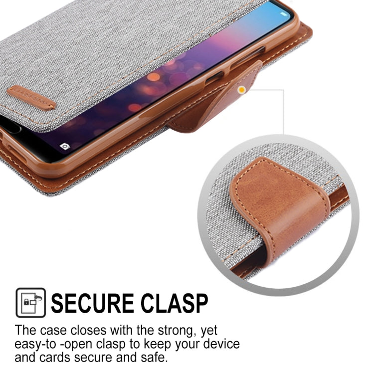 GOOSPERY CANVAS DIARY Canvas Texture Horizontal Flip PU Leather Case for Huawei P20 Pro, with Holder & Card Slots & Wallet