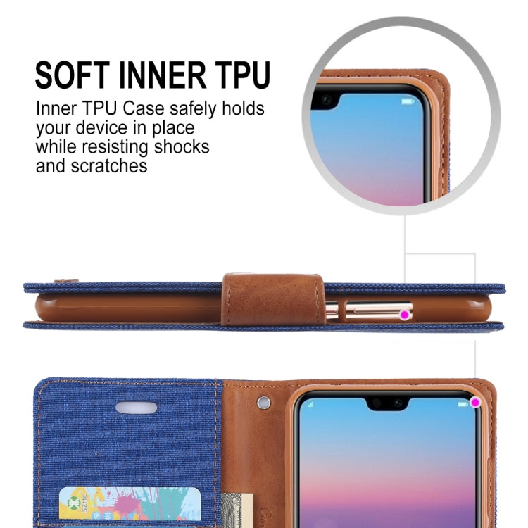 GOOSPERY CANVAS DIARY Canvas Texture Horizontal Flip PU Leather Case for Huawei P20 Pro, with Holder & Card Slots & Wallet
