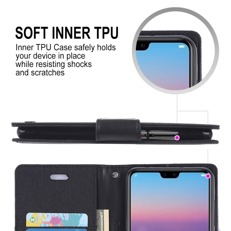 GOOSPERY CANVAS DIARY Canvas Texture Horizontal Flip PU Leather Case for Huawei P20, with Holder & Card Slots & Wallet