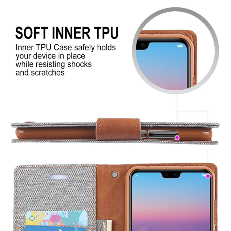 GOOSPERY CANVAS DIARY Canvas Texture Horizontal Flip PU Leather Case for Huawei P20, with Holder & Card Slots & Wallet