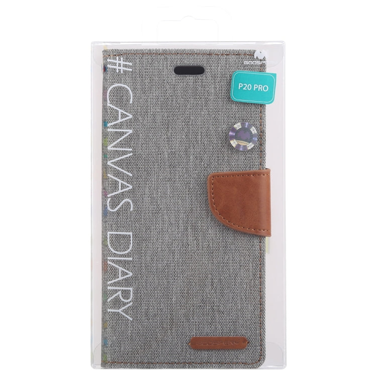 GOOSPERY CANVAS DIARY Canvas Texture Horizontal Flip PU Leather Case for Huawei P20, with Holder & Card Slots & Wallet